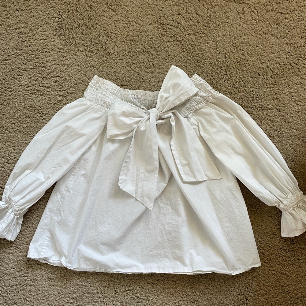 White Bow Off The Shoulder Top